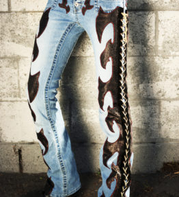 NEW Custom RockWear - Lace-Up AXE Sides Leopard Print Heavy Metal Rock Pants Jeans Punk Boot-Cut