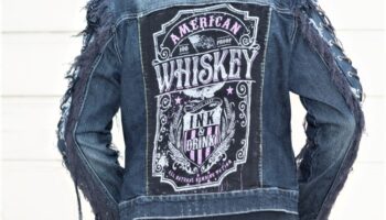 Fringed Sleeves Lace-Up Denim Jacket  "Whiskey"