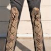 DSC04448.jpg #2Vintage Gray Jeans With Knee high faux Golden Snake skin Lace ups front and back "Gold Snake"